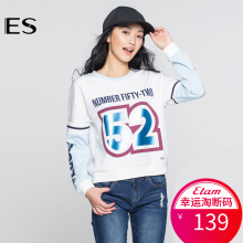 艾格 ES 女装秋装款数字印花落肩袖圆领卫衣S639图片
