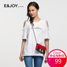 艾格 E＆joy夏款圆领流苏镂空短袖T恤女S249图片