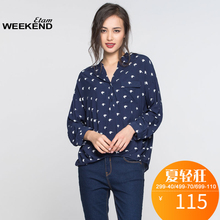 艾格 WEEKEND 女装秋装款时尚宽松领口两粒扣套头衬衫K204图片