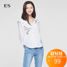 艾格 ES 夏款S卡通涂鸦翻领七分袖衬衫S904图片