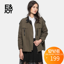 艾格 E＆joy 春纯色高领拼接外套女S384图片