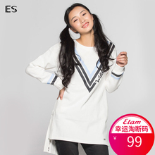 艾格ES女装秋季新品韩版宽松圆领套头印花V字针织衫D267图片