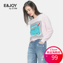 艾格 E＆joy 女装秋季时尚圆领可爱印花长袖T恤女S282图片