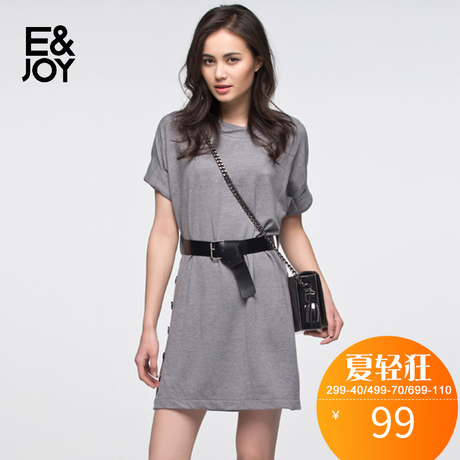 艾格E&joy2018纯色时尚百搭经典收腰A字夏季淑女款连衣裙S407商品大图