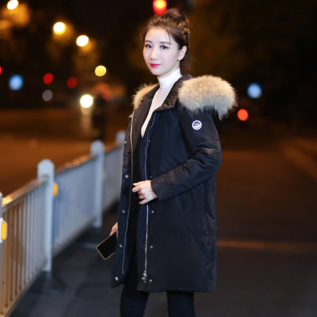 羽绒服女中长款2018新款加厚大毛领韩版时尚修身显瘦女装冬季外套商品大图