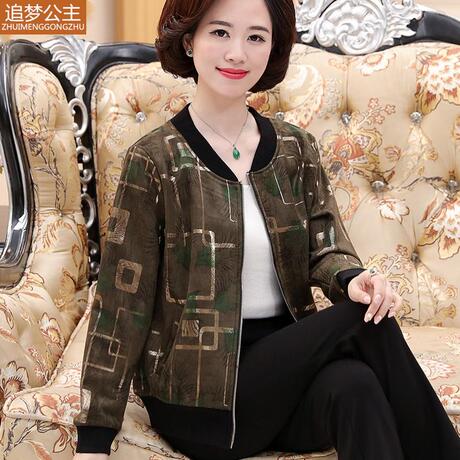 中老年女装运动休闲夹克中年韩版40岁50妈妈装秋装短款棒球服外套商品大图