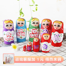 木质俄罗斯套娃5层彩色儿童套娃娃玩具送女生儿童生日礼物促销