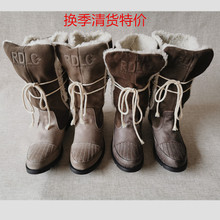 真皮带毛女靴中筒绑带流苏靴保暖鞋 39码 换季特卖
