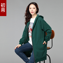 大码女装胖mm秋冬装韩版慵懒开衫拉链外套连帽加厚加绒卫衣女宽松图片