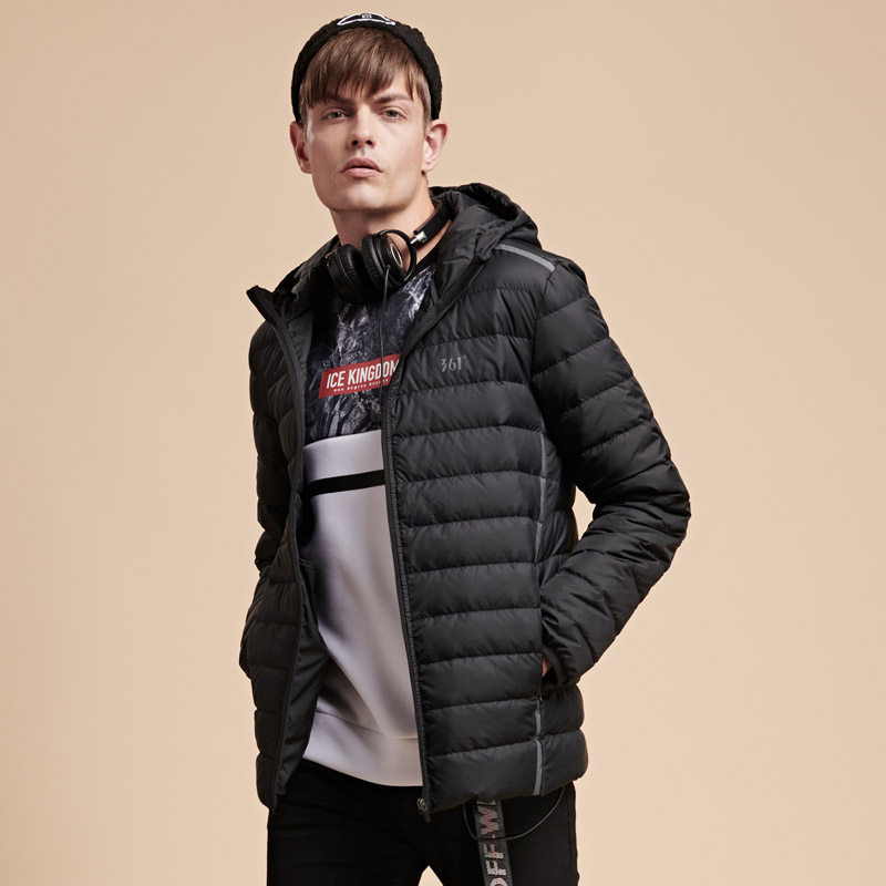 361 men's Down jacket lightweight short style 2018 winter new warm white duck down hooded sports coat men's fashion