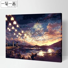 diy数字油画风景客厅卡动漫手工填充数码填色手绘油彩装饰挂画