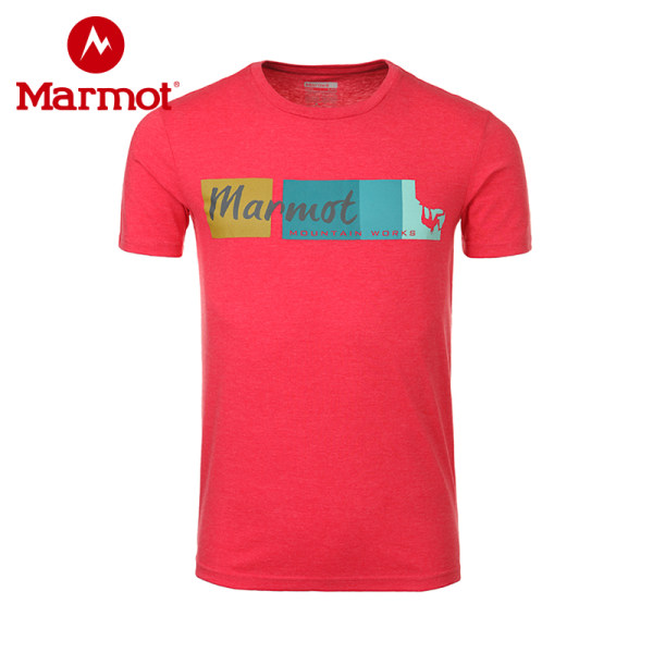 marmot/土拨鼠春夏休闲户外男士运动T恤柔软圆领超轻舒适品牌短袖