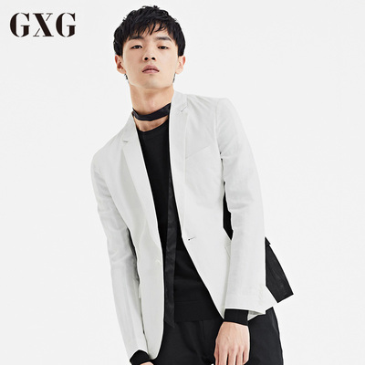 GXG西服男士 男装时尚青年百搭修身白色休闲都市流行西服外套男