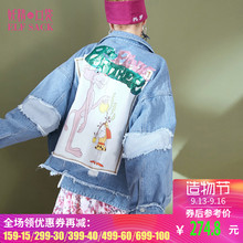 妖精的口袋牛仔短外套秋季外套女2018新款宽松chic怪味少女上衣K=图片