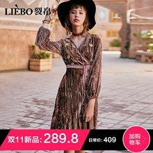 裂帛中长连衣裙女2018秋冬季新款法式复古刺绣气质蕾丝拼接裙子图片