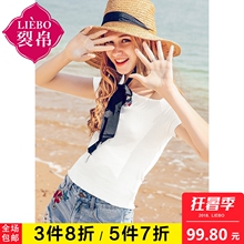 裂帛2018夏装新款甜美复古一字领上衣露肩刺绣弹力针织百搭T恤女图片
