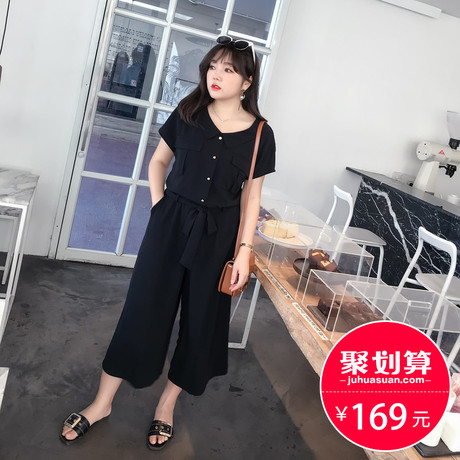 采多宝大码女装2018胖妹妹夏装韩版时尚200斤女裤连体裤藏肉K992商品大图