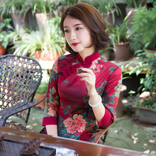 如意风2018秋装旗袍上衣新款改良日常旗袍长袖唐装女上衣外套图片