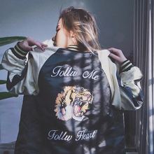 老虎头刺绣 情侣款 摩西 横须贺丝绸棒球服夹克外套 17ss mossi