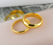 小指尾戒3D硬金黄金足金999光面女 男女款 戒指光圈 情侣对戒简约