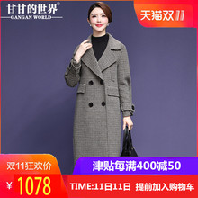 【全羊毛】女中长款2018新款甘甘的世界冬季毛呢外套双面呢大衣图片