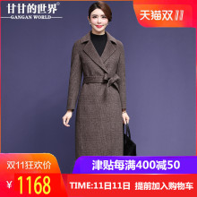 【全羊毛】甘甘的世界2018秋冬装新款格子大码双面呢大衣女中长款图片