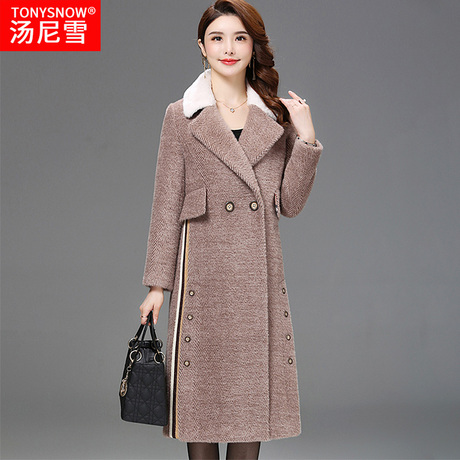 黄金貂绒大衣女中长款冬季2018新款加厚韩版仿水貂绒毛呢外套女装商品大图