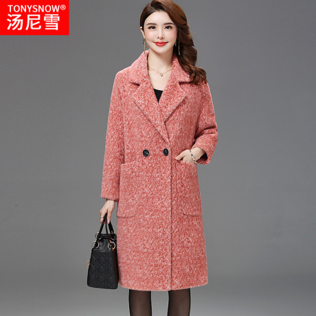 黄金貂绒大衣女中长款2018新款冬装加厚韩版仿水貂绒毛呢外套女装商品大图