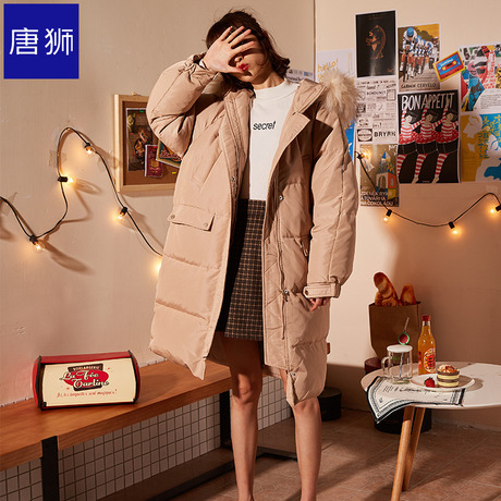 唐狮旗舰店2018冬装新款羽绒服女中长款东大门大毛领韩版个性商品大图