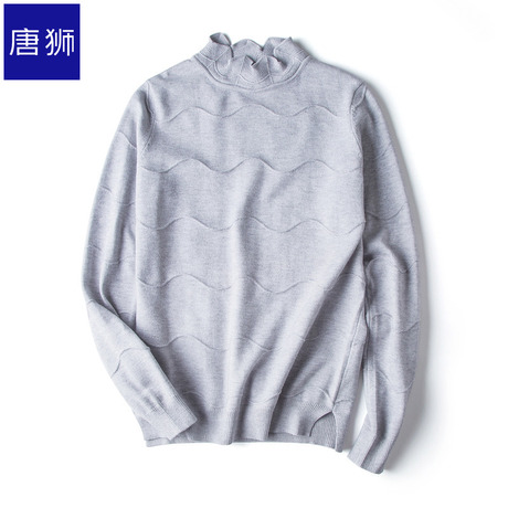 唐狮旗舰店2018冬装新款毛衣女半高领提花线衫修身套头毛衫潮商品大图