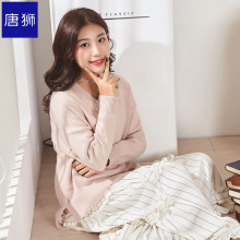唐狮旗舰店2018冬装新款毛衣女套头长袖V领韩版纯色学生线衫图片