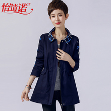 2018秋季新款中年纯棉女短款风衣韩版收腰显瘦外套中老年妈妈女装图片