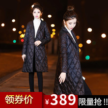 2017秋冬季女装新款韩国中长款轻薄西装领薄款羽绒服女外套韩版潮图片