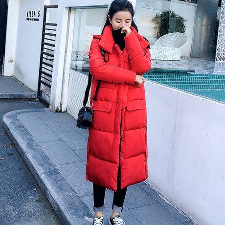依雪羽2018秋冬新款女装韩版长款过膝羽绒棉服女士中长款棉衣外套商品大图