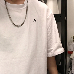 Koreastudios.韩国同款复古简约小字母刺绣短袖T恤19ss男女款