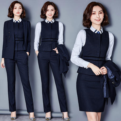 2018秋冬新款气质西装正装工作服马甲工装空姐制服职业装套装女装商品大图