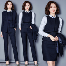 2018秋冬新款气质西装正装工作服马甲工装空姐制服职业装套装女装图片