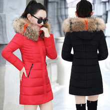 2018秋冬季新品加厚保暖修身棉服女中长款彩色大毛领棉衣女装外套图片