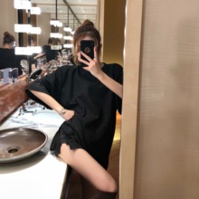 女T恤blingbling闪闪复古T 宽松显瘦百搭五分袖 打底衫 上衣韩版