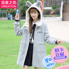 2017秋冬季新款少女加厚棒球服加棉外套中长款初高中学生冬装卫衣图片