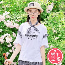 西子小荷宽松大t恤女bf风韩版学生半袖2018新款夏装少女上衣短袖图片