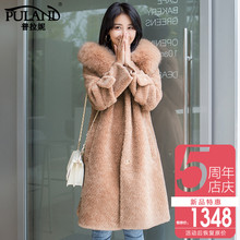 狐狸毛修身羊毛皮草女装外套2018冬季新款羊剪绒复合皮毛一体大衣图片