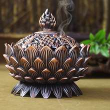 檀香炉熏香炉仿古倒流香莲花香熏炉线盘茶道香道摆件倒流家用室内