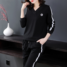 胖妹妹洋气套装早秋大码女装2018新款微胖mm减龄遮肉显瘦两件套潮图片