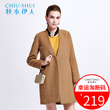 秋水伊人冬装新款女装廓型夹棉羊毛呢大衣F752图片