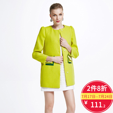秋水伊人冬装新款女装圆领直筒廓形长大衣F510图片