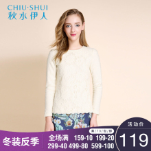 冬装新款女装蕾丝钩花纯色修身显瘦上衣F792图片