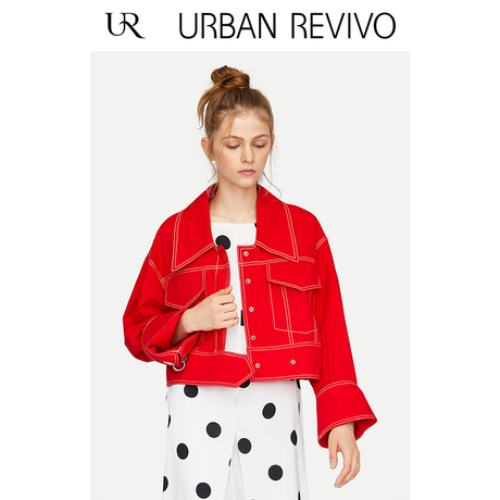 UR2018秋冬新品女装简约个性时尚车线翻领口袋饰外套WG36R1LN2000商品大图
