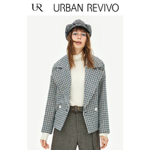 UR2018冬季新品青春女装都市格纹翻领西装版型短外套YU42R1BE2000图片