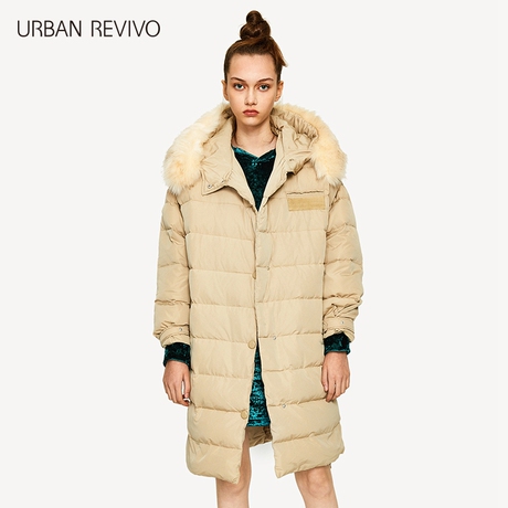 UR2017秋冬新品青春女装毛绒连帽保暖纽扣羽绒服外套YL43S1KN2001商品大图